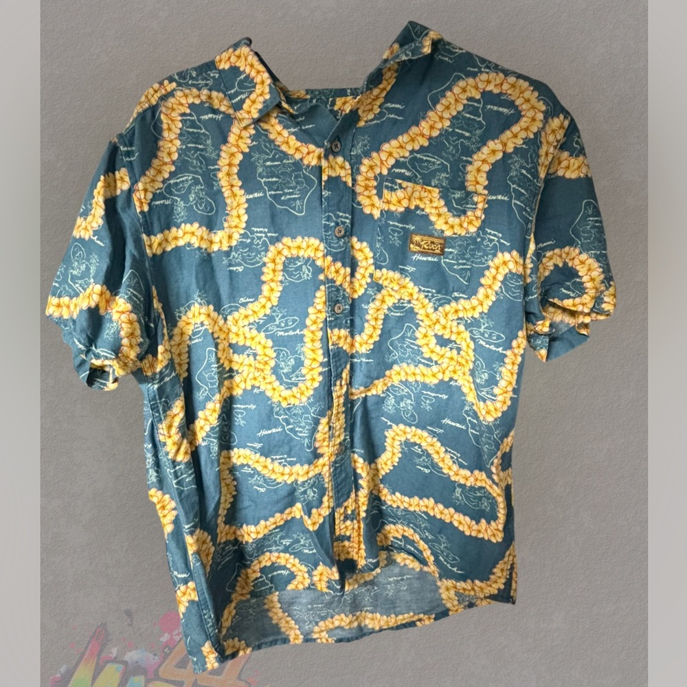 RVCA  Mens Large Shirt with Yellow Floral Design